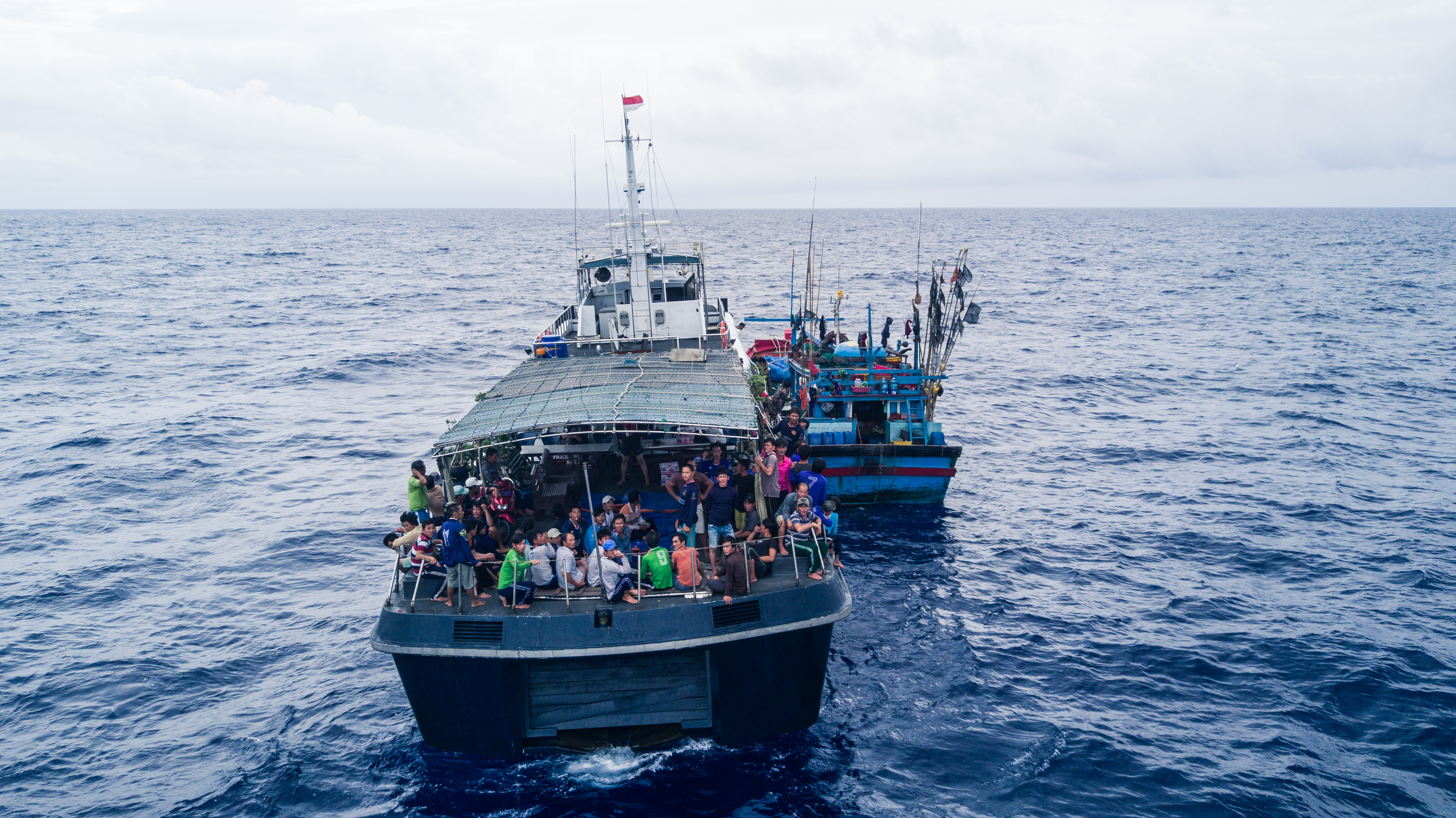 Vietnamese detainees on the Macan, an Indonesian patrol ship, in a contested area of the South China Sea.