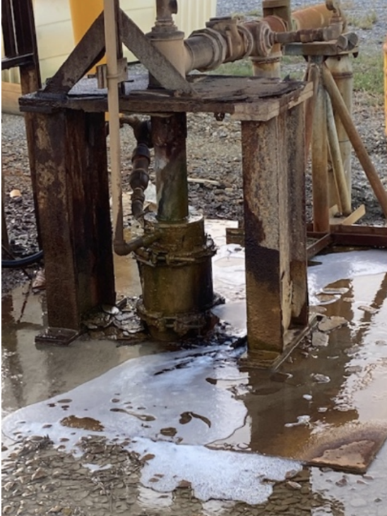 A former environmental manager at Daybrook Fisheries provided evidence in a whistleblower lawsuit showing company-owned pipes leaking an oily substance into the Mississippi River in Empire, Louisiana, in November 2020.